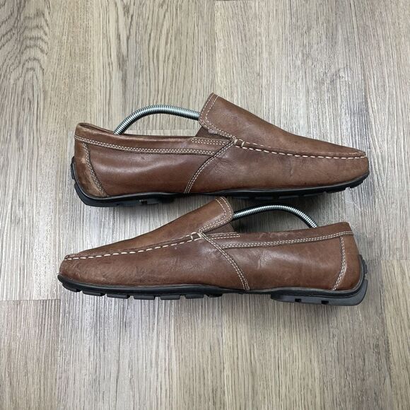 Geox Respira Shoes Mens Size 44 Brown Leather Slip On Moc Toe Loafers Comfort main image 8